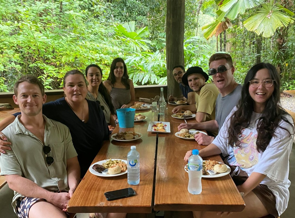 Team lunch in the rainforest