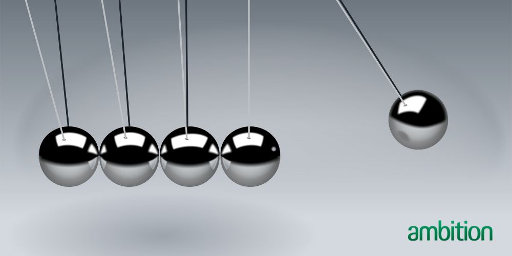 Newtons cradle - each ball representing a counter offer