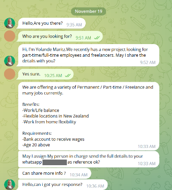 Screenshot of WhatsApp message